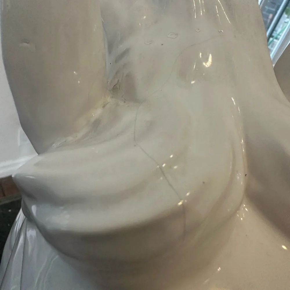 Large scale white neo-classical style ceramic horse bust statue
